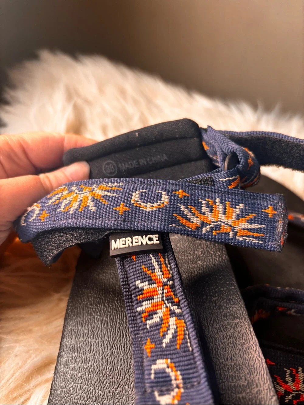 Merence sun moon celestial boho festival Women’s Navy Patterned Strappy Sandals